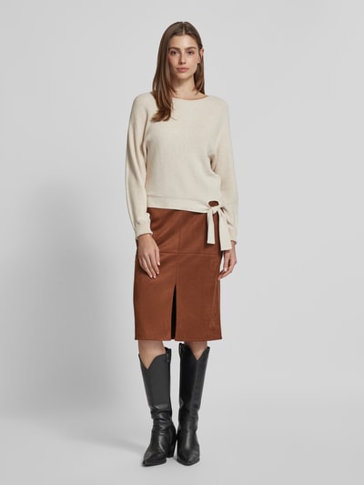 Betty Barclay Knielange rok met loopsplit Cognac - 1