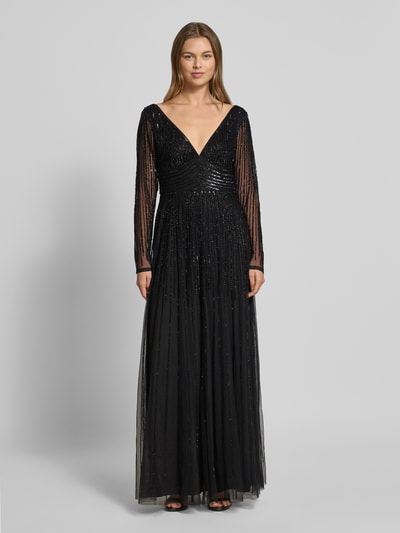 LACE & BEADS Avondjurk met V-hals Zwart - 4