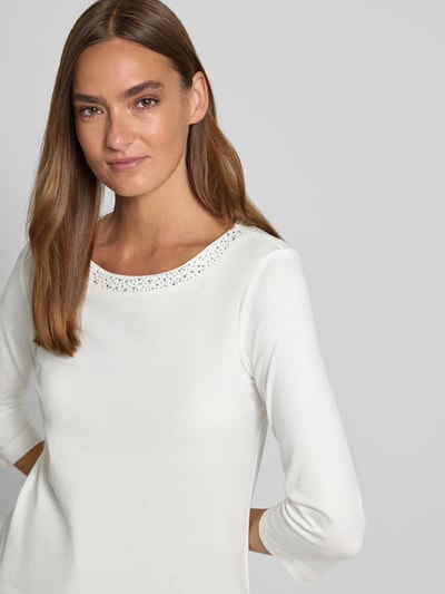 Christian Berg Woman T-Shirt mit Ziersteinbesatz und 3/4-Arm Offwhite 3