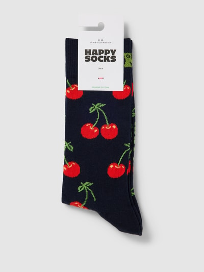 Happy Socks Socken mit Allover-Motiv Modell 'Cherry' Marine 3