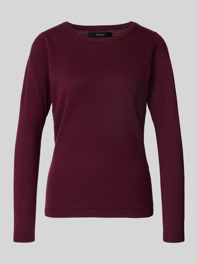 Vero Moda Regular Fit Strickpullover aus reiner Baumwolle Modell 'CARE' Bordeaux 2