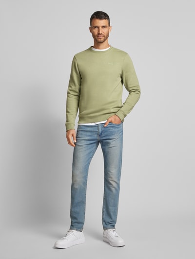 Blend Sweatshirt met ribboorden, model 'Downton' Olijfgroen - 1