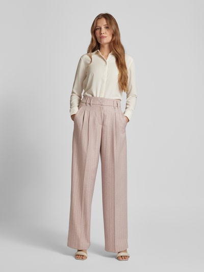 Raffaello Rossi Stoffen broek met bandplooien, model 'MAYLA' Taupe - 1