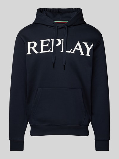 Replay Hoodie met labelprint Marineblauw - 2