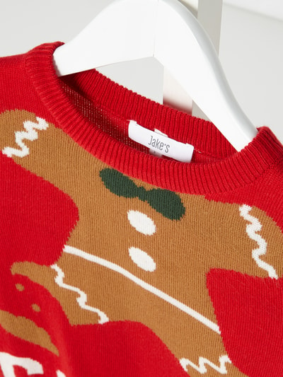 Jake*s Casual Pullover met kerstmotief Rood - 2