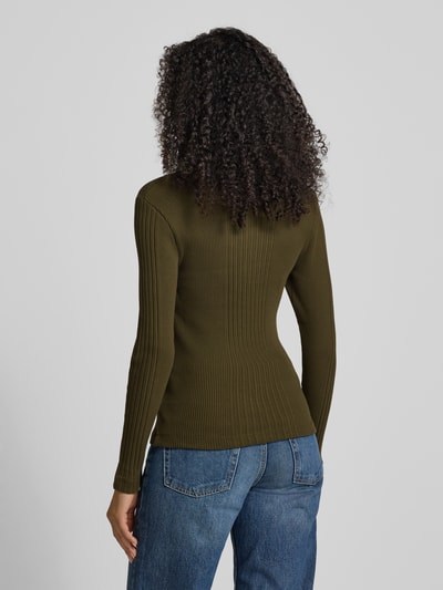 Marc O'Polo Slim Fit Langarmshirt aus gerippter Baumwolle Khaki 5