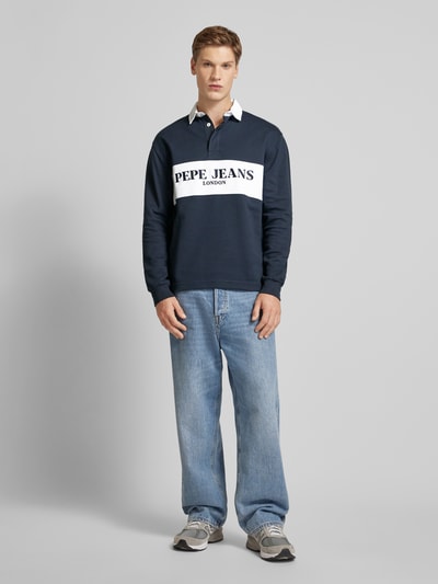 Pepe Jeans Bluza z kołnierzykiem polo model ‘Joey’ Granatowy 1