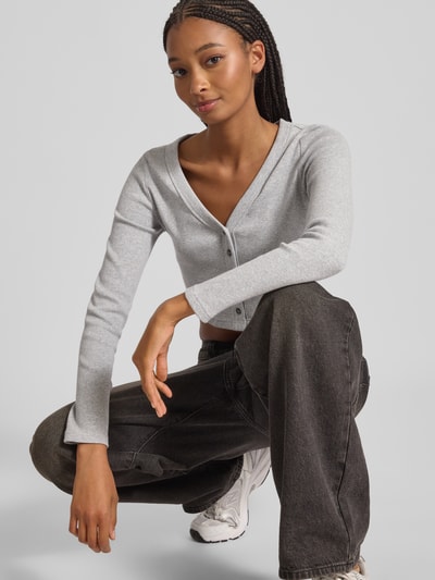 Calvin Klein Jeans Kort gebreid jack met knoopsluiting Lichtgrijs gemêleerd - 3