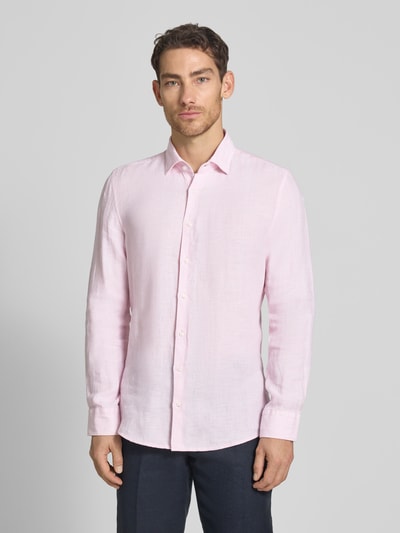 Seidensticker Slim Fit Business-Hemd aus Leinen mit Kentkragen Rose 4