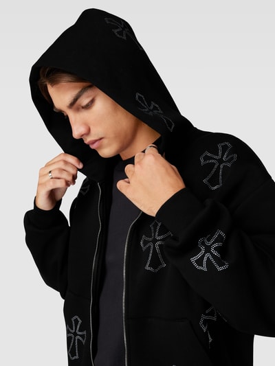 REVIEW Sweatjacke mit CRUCIFIX BLING Strasssteinen Black 3