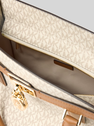 Produktfoto, Satchel Bag mit Tragehenkel Modell 'HAMILTON' von MICHAEL Michael Kors in Beige mit Label-Detail, Reißverschluss, Innenfach, glatte Textur