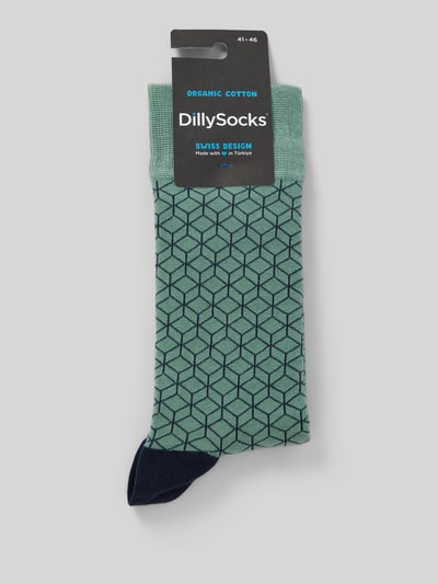 DillySocks Socken mit Motiv-Stitching Modell 'Dove Green Dice' Graphit 3