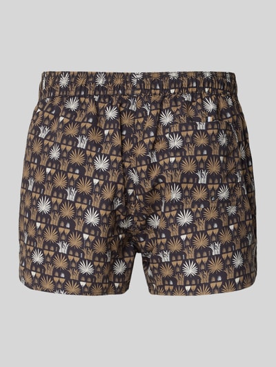 BOSS regular fit zwembroek met all-over motief model 'CALA' Middenbruin - 3