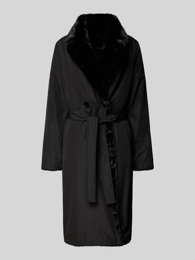 PETITE M. Wendemantel mit Umlegekragen und Bindegürtel Black 2