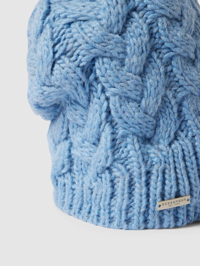 Seeberger Beanie mit Zopfmuster Modell 'Beanie mit Zopfstrickmuster' Ozean Blau 2