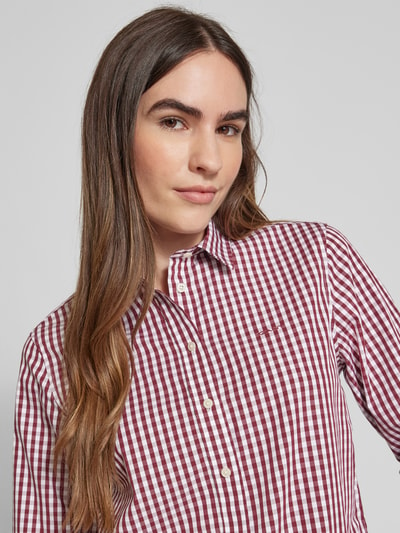 Gant Bluzka koszulowa o kroju regular fit z wyhaftowanym logo model ‘OPLIN GINGHAM’ Bordowy 3