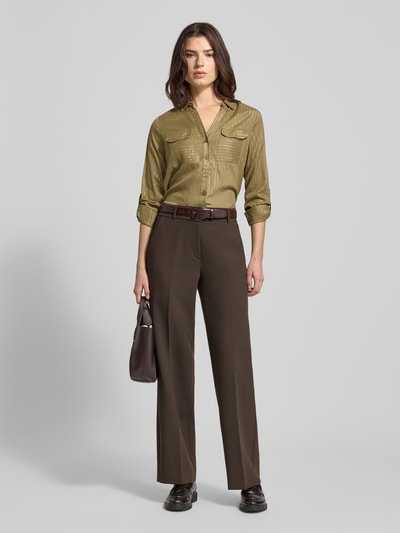 Vero Moda Bluzka koszulowa o kroju regular fit z mieszanki wiskozy model ‘BUMPY’ Oliwkowy 1