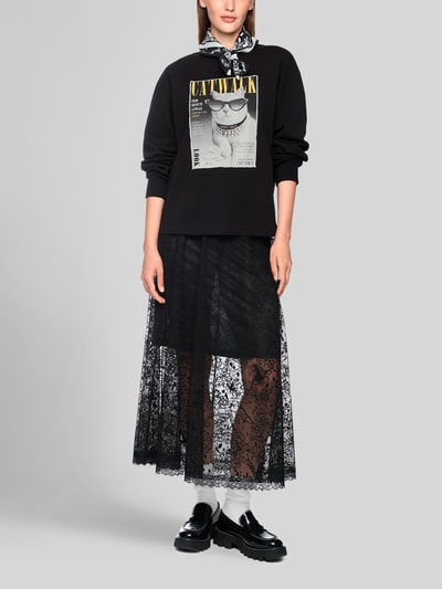 Marc Cain Sweatshirt met catwalk-fotomotief van katoenmix Zwart - 1