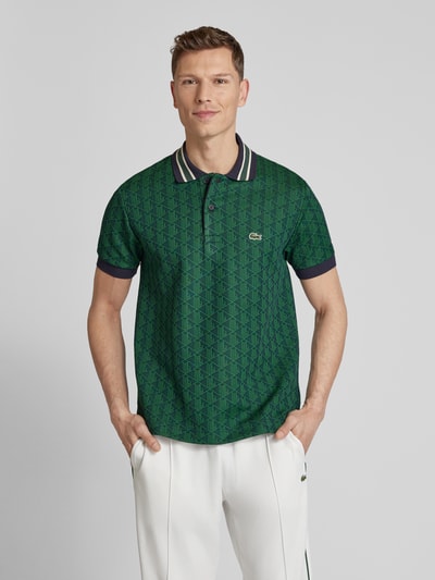 Lacoste Koszulka polo o kroju classic fit ze wzorem na całej powierzchni Zielony 4