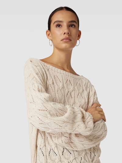 ONLY Strickpullover mit Lochstickerei Modell 'Brynn life' Sand 3