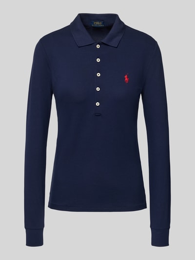 Polo Ralph Lauren Slim Fit Poloshirt mit Label-Stitching Modell 'JULIE' Dunkelblau 2