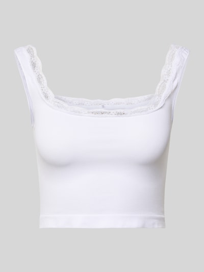 Only Slim Fit Crop Top mit Spitzenbesatz Modell 'VICKY' Weiss 2