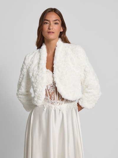 Christian Berg Cocktail Cocktailjacke aus Kunstfell mit Stehkragen Ecru 4