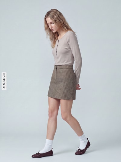 s.Oliver RED LABEL Langarmshirt mit kurzer Knopfleiste Sand 1