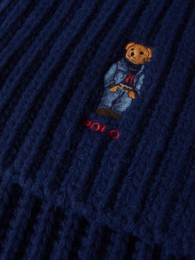 Polo Ralph Lauren Szal wełniany z wyhaftowanym logo i motywem model ‘BEAR’ Granatowy 2