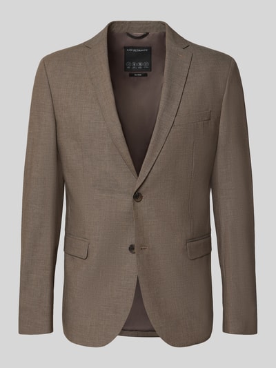 Produktfoto, braune glatte Oberfläche, schlichte Form, zwei Knöpfe, Slim Fit Sakko mit Viskose-Anteil Modell 'ULTIMATE' von s.Oliver BLACK LABEL