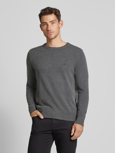 Marc O'Polo Regular fit gebreide pullover van een zachte mix van katoen en scheerwol Antraciet - 4