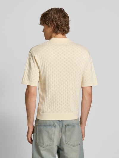 BLKVIS Relaxed Fit Poloshirt mit Pointelle-Muster Offwhite 5