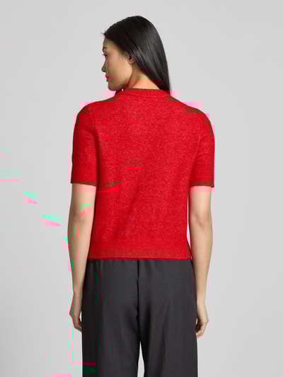 Samsøe Samsøe Kardigan z mieszanki wełny z rękawem o dł. 1/2 model ‘NOURA’ Czerwony 5