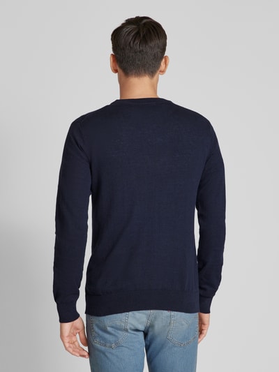 Scotch & Soda Sweter z dzianiny z detalem z logo Ciemnoniebieski 5