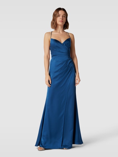 Luxuar Abendkleid mit gelegten Falten Rauchblau 1