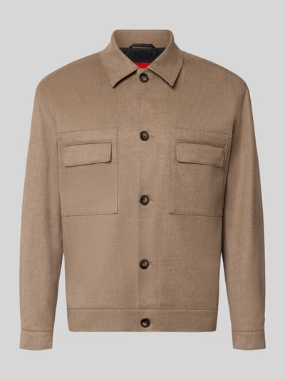 HUGO modern fit jack-overhemd met wol model 'Juliano' Lichtrood - 1