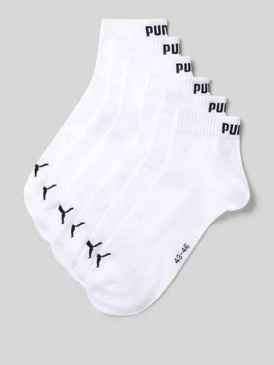 Produktfoto, Socken aus katoenmix in set van 6 van PUMA, Heren sokken, wit met zwart logo, gladde structuur, neutrale achtergrond
