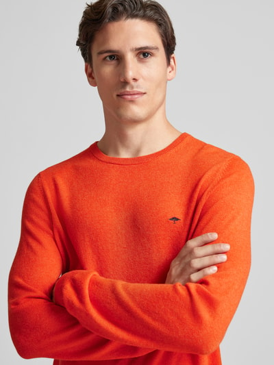 Fynch-Hatton Strickpullover mit Label-Stitching Orange 3