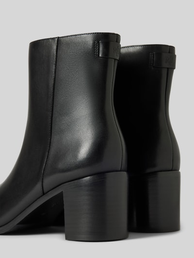 Lauren Ralph Lauren Leren boots met blokhak, model 'CASSIE' Zwart - 2