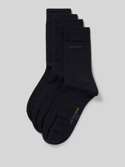 camano Socken mit Label-Stitching  im 3er-Pack Dunkelblau 1