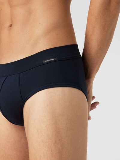 Schiesser Slip mit Label-Detail Modell 'Fine' Dunkelblau 3