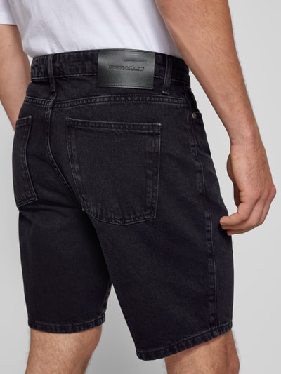 Pegador Regular fit korte jeans met labelstitching, model 'EARL' Zwart - 3