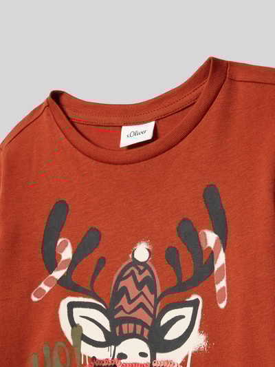 s.Oliver RED LABEL Bluzka z długim rękawem o kroju regular fit z mieszanki dżerseju i bawełny Terakotowy 2