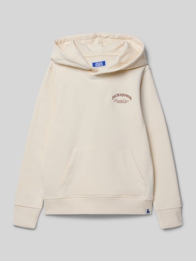 Jack & Jones Hoodie mit Label-Print Modell 'BRANDES' Ecru 1