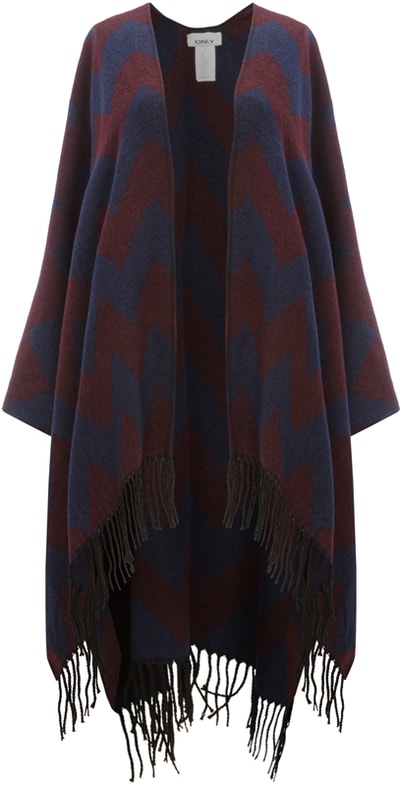 Only Poncho mit Zickzack-Muster Bordeaux 6