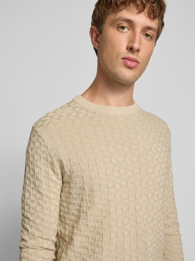 Only & Sons Regular Fit Strickpullover mit Strukturmuster Modell 'KALLE' Beige 3