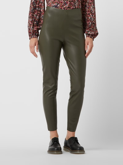 Oui Leggings in Leder-Optik Khaki 4