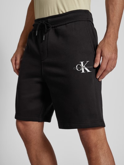 Calvin Klein Jeans Sweatshorts met labelprint Zwart - 3