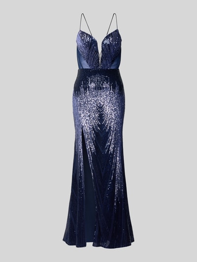 Mascara Slim fit avondjurk met all-over pailletten Marineblauw - 2