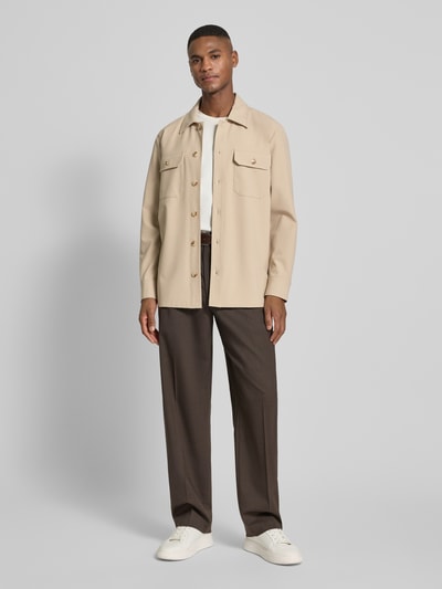 Matinique Regular fit overhemdjack met kentkraag, model 'Damo' Beige - 1